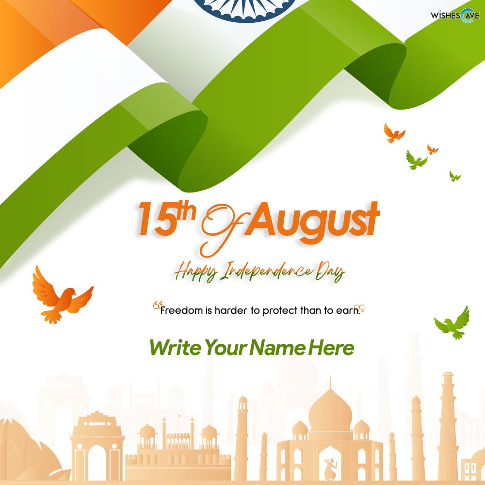 Happy Independent Day Greeting Card with Best Wishes, & Messages