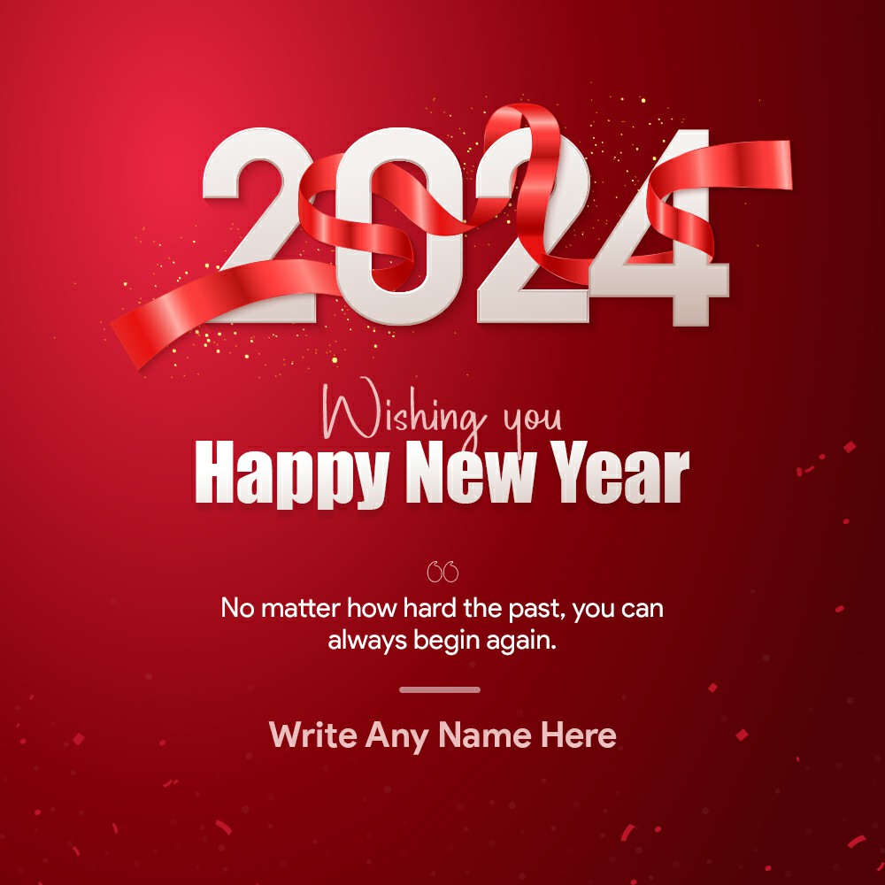 New Year 2024 Ribbon Red Ribbon Strip Greetings Cards