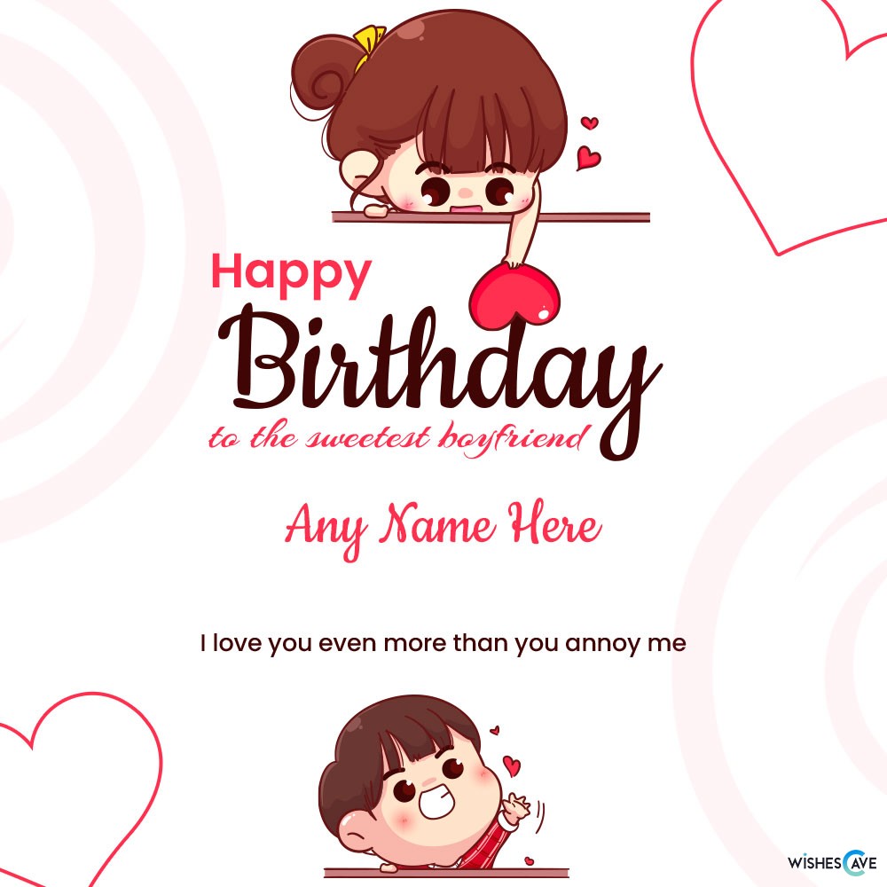 Sweetheart Boyfriend Birthday Card With Name