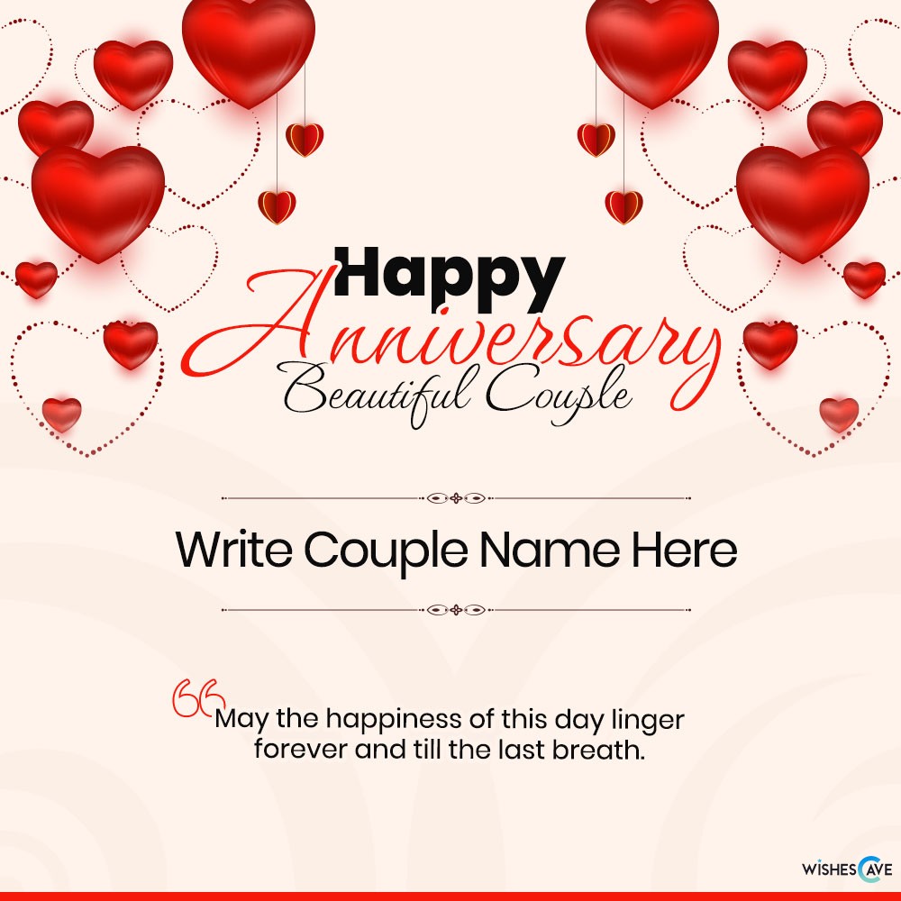 Bright red embossed hearts happy anniversary card