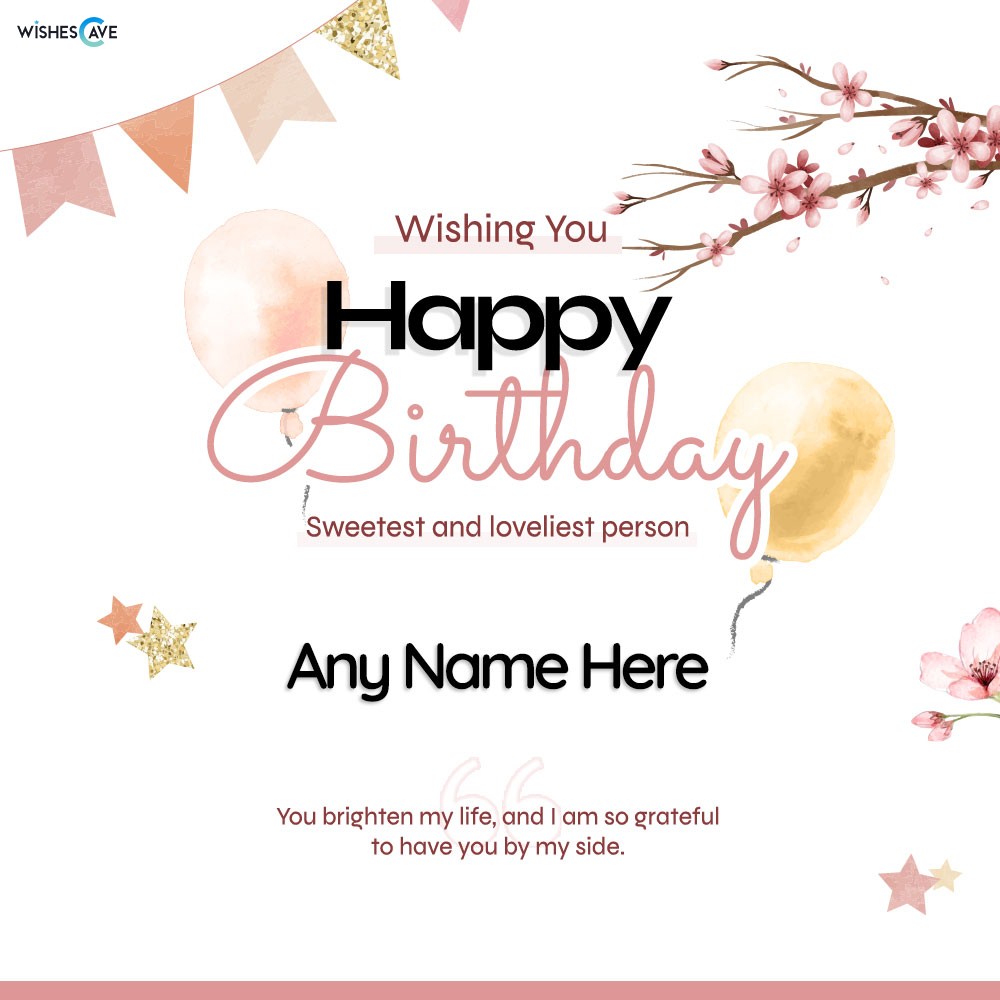 Glitter garland and floral branch happy birthday card