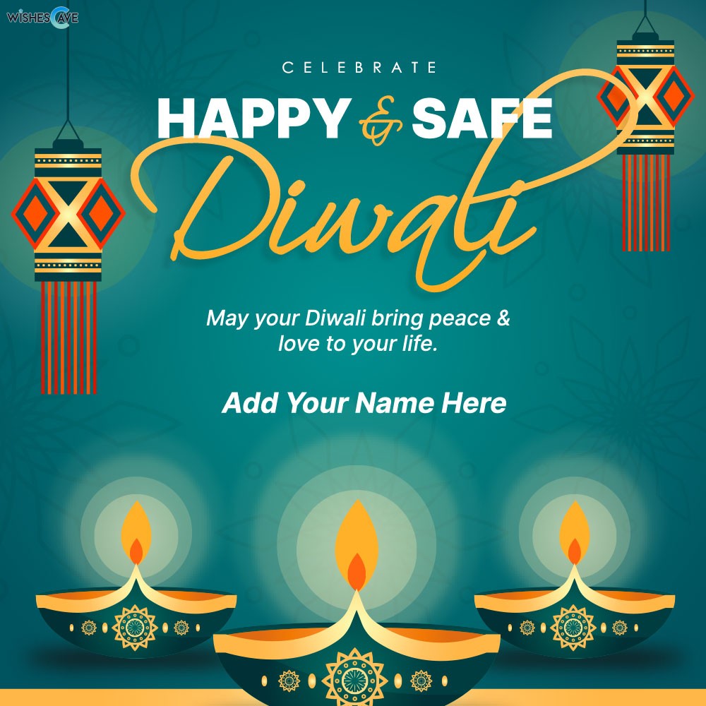 Happy and Safe Diwali 2022 image, quotes with name