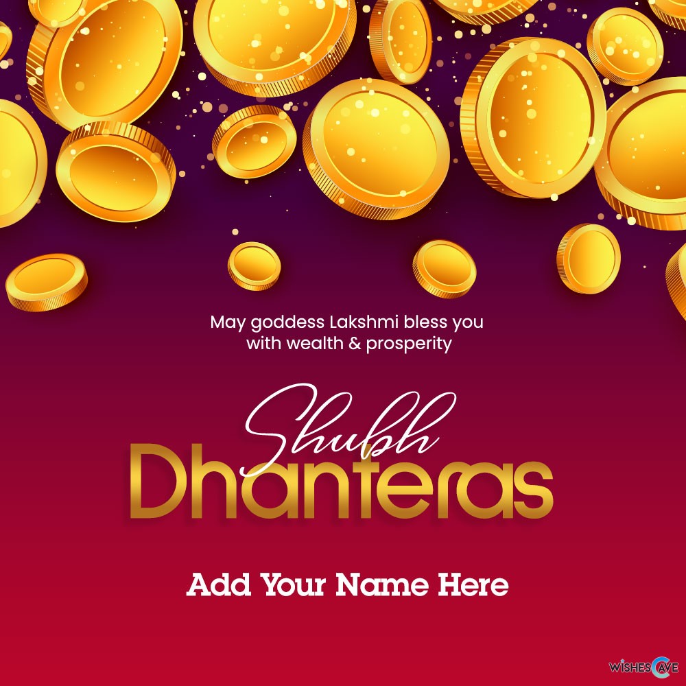 Shower of Golden Coins and Dhanteras Wishes Quotes Image