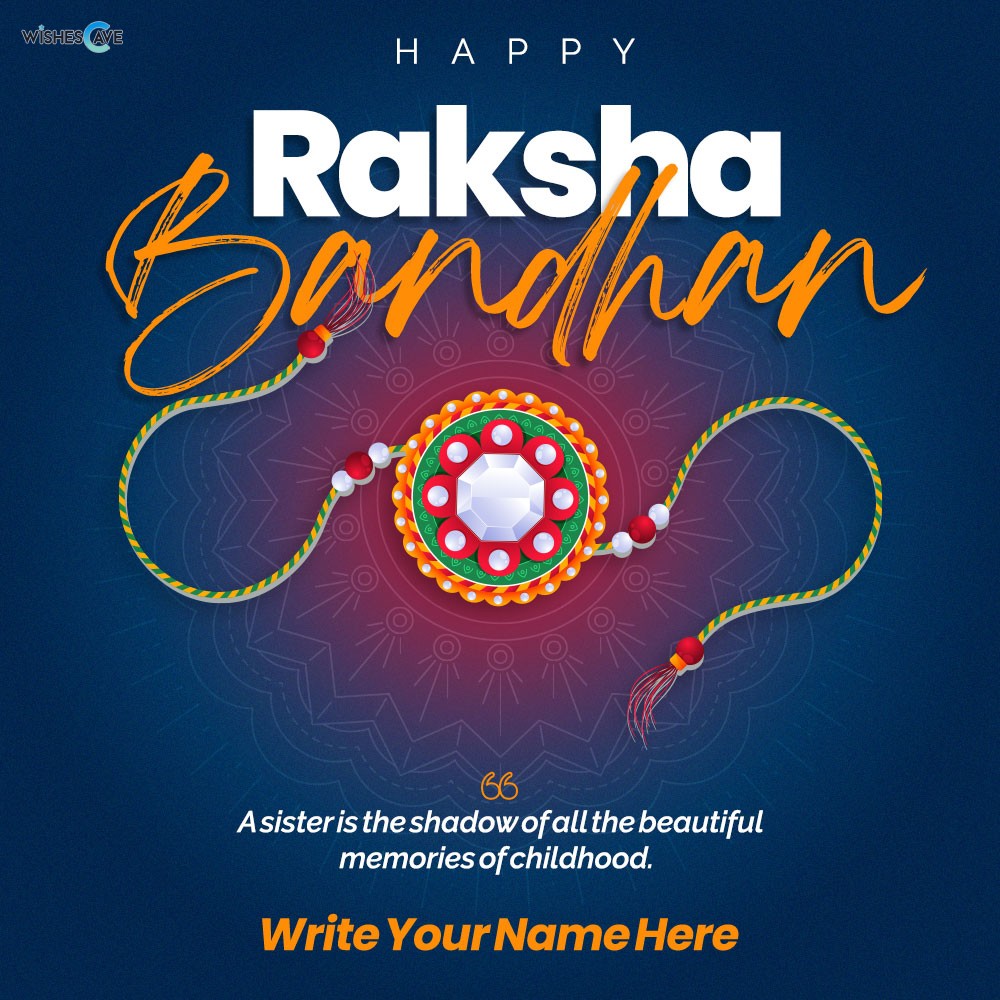 Beautiful Blue-red Artistic Designer Raksha Bandhan Card