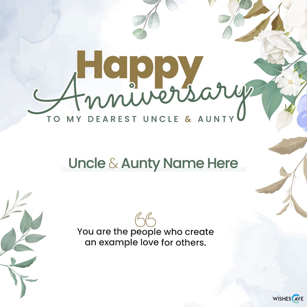 Elegant wedding anniversary card for dear uncle and aunty