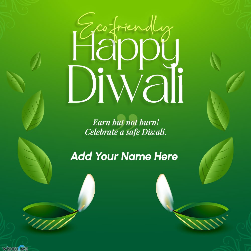 Green Leaves and Diya image Eco Friendly Diwali Wishes
