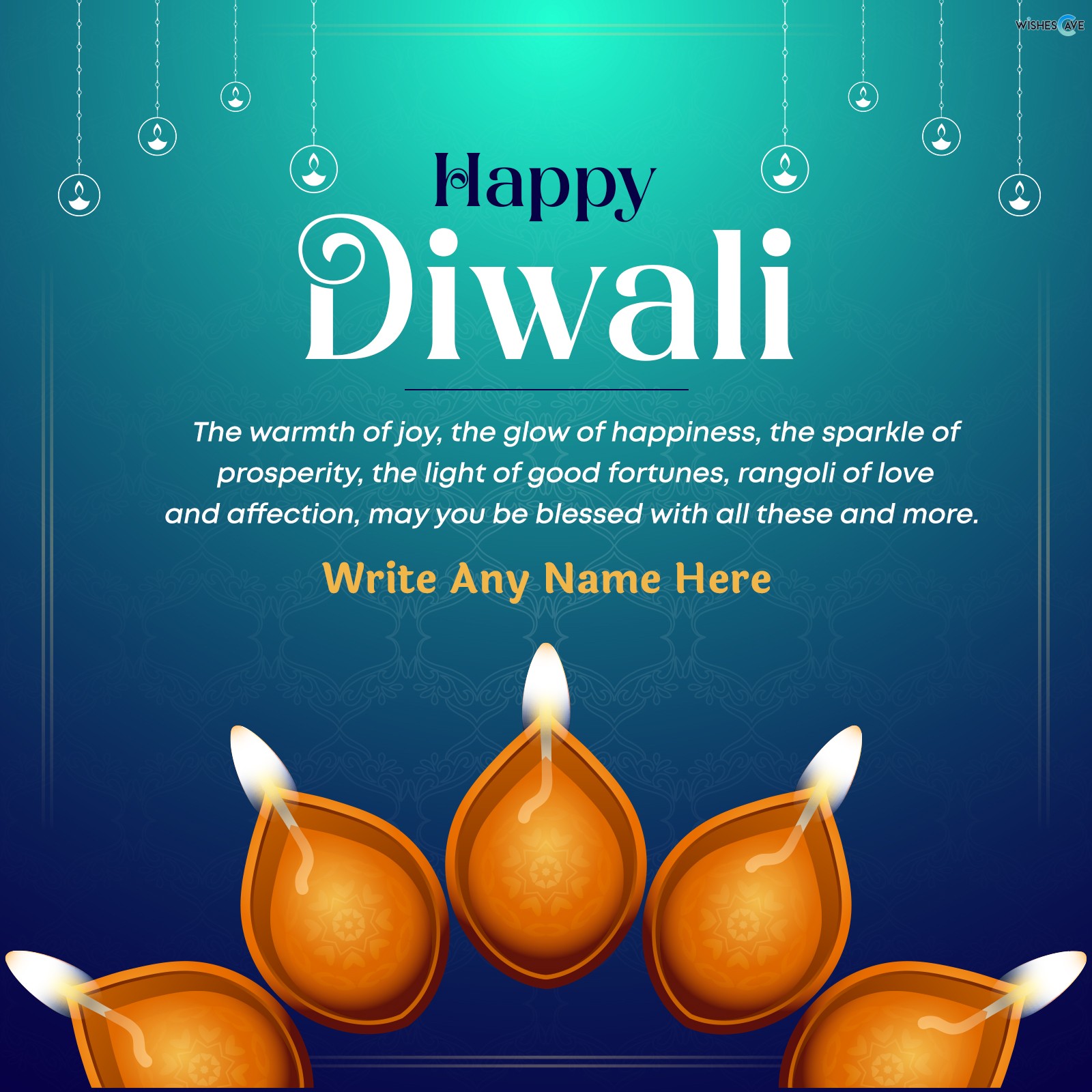Traditional Diwali Card With Happiness Message