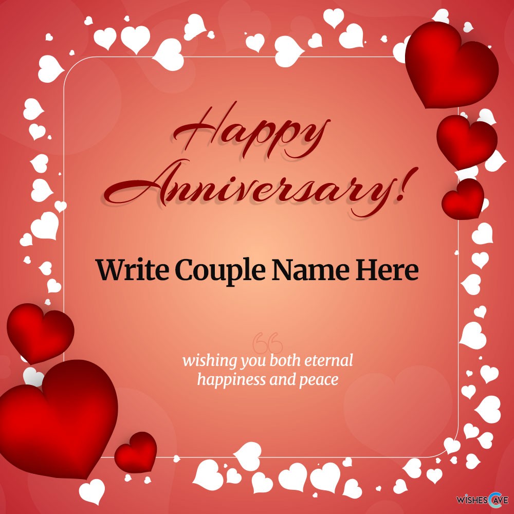 Stunning red-white heart frame happy anniversary card