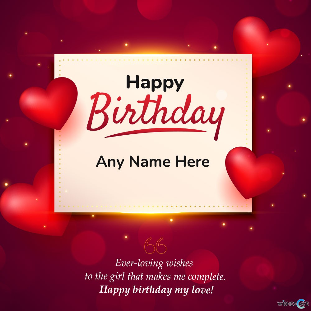 Cherry Red with Hearts happy birthday card