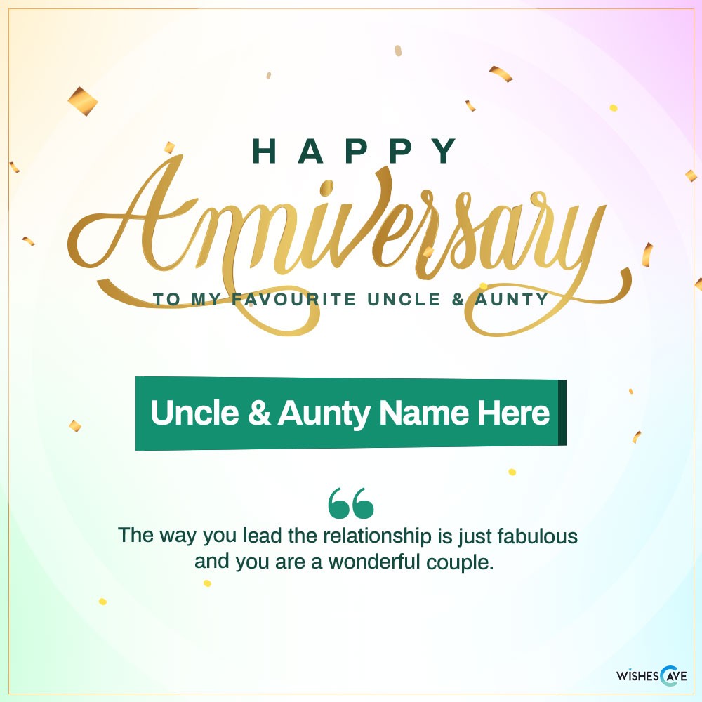 Personalized Happy Anniversary Greeting card for my uncle and Aunty