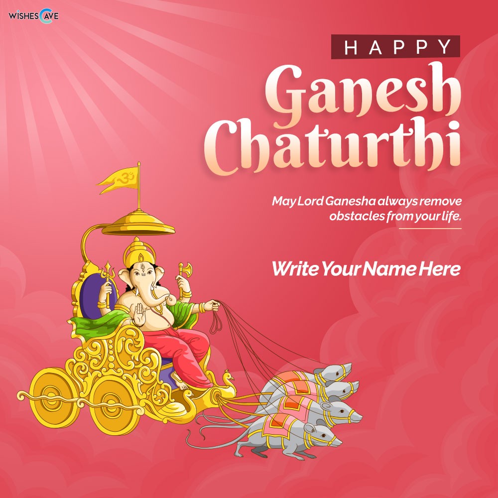 Lord Ganesha on Mushak Chariot image Happy Ganesh Chaturthi wishes