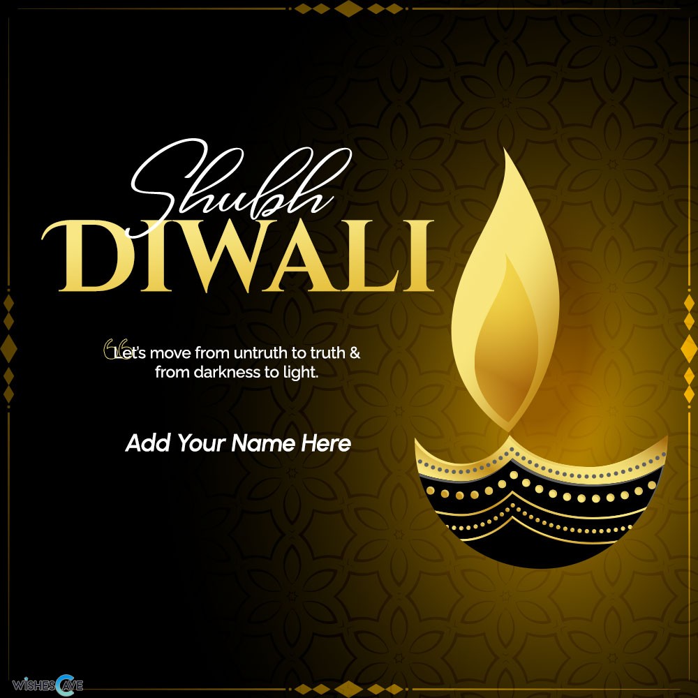 Charismatic Golden Diya Shubh Diwali Wishes