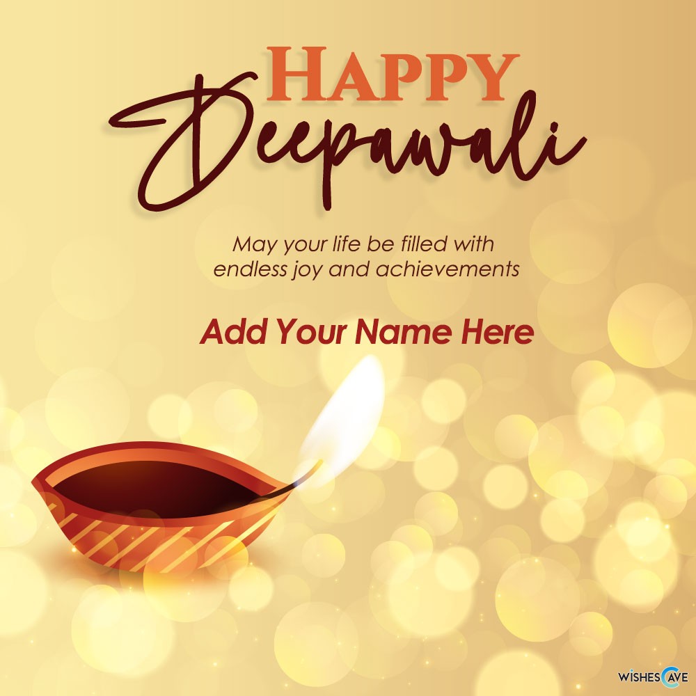 Glistering Diya Happy Deepawali Best Wishes Greetings Card