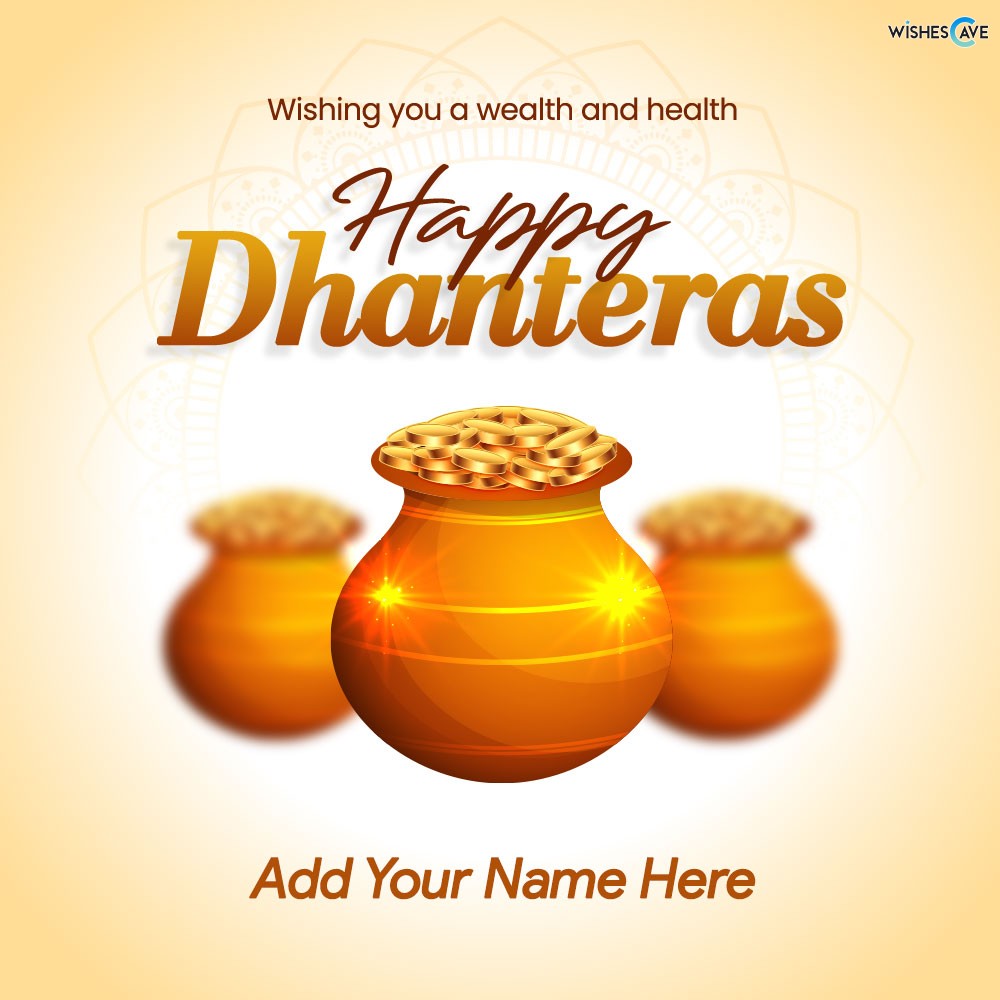 Gold coins filled pot image Happy Dhanteras Image