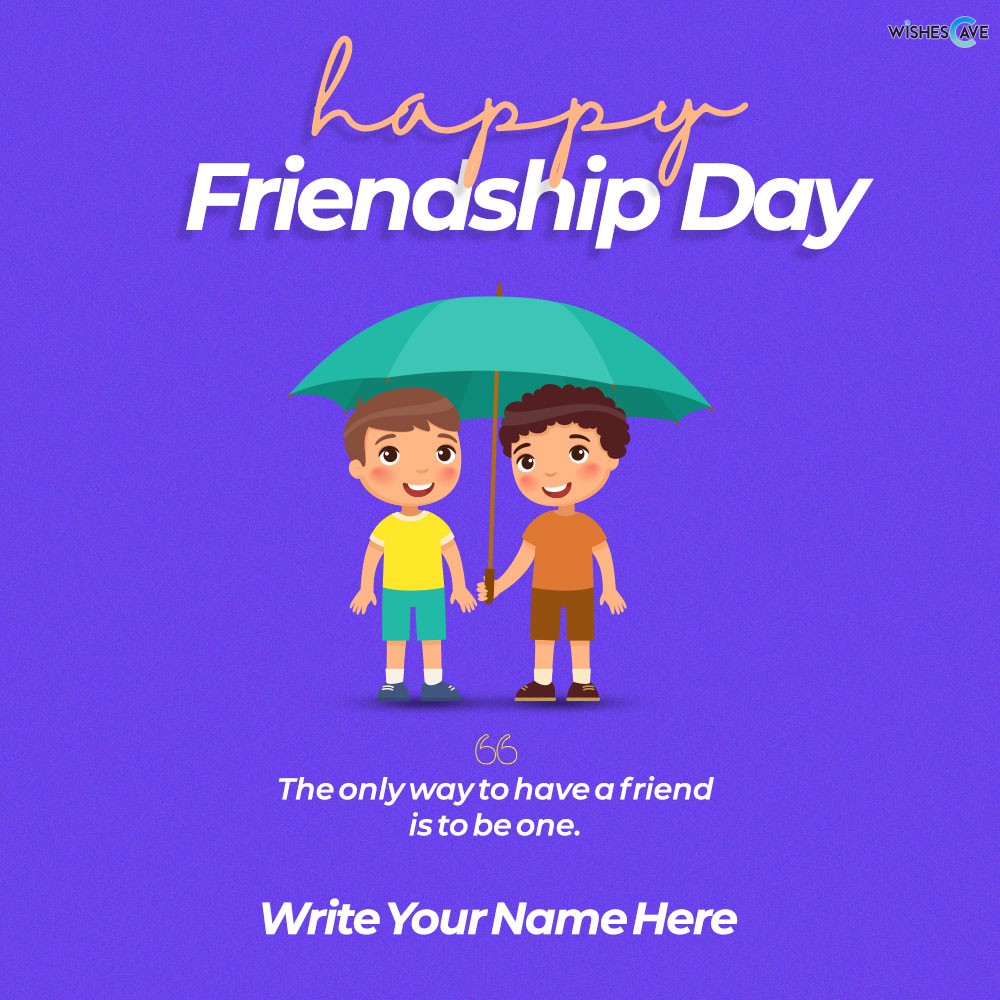 Bold blue and white Happy Friendship Day Greetings