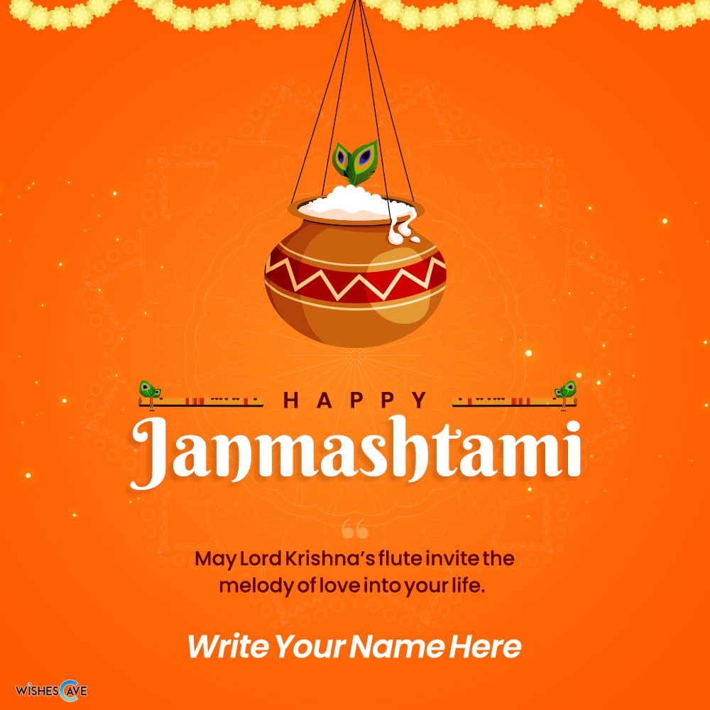 send best wishes on shri Krishna Janmashtami with your Name