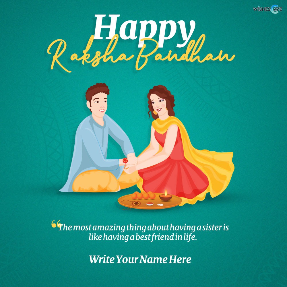 Brother & Sister Celebrating Rakhi Festival, Happy Raksha Bandhan Card