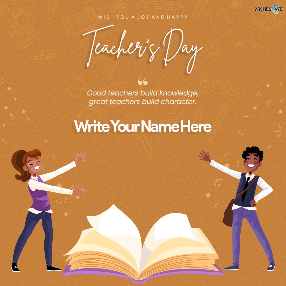Easy to add your name in Happy Teacher's Day Template