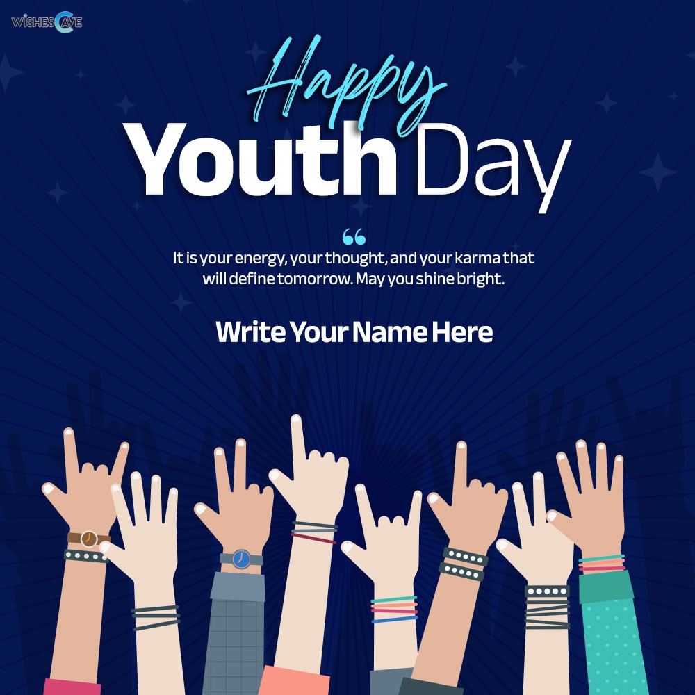 Raising Hands of Youth Happy Youth Day Greetings Card
