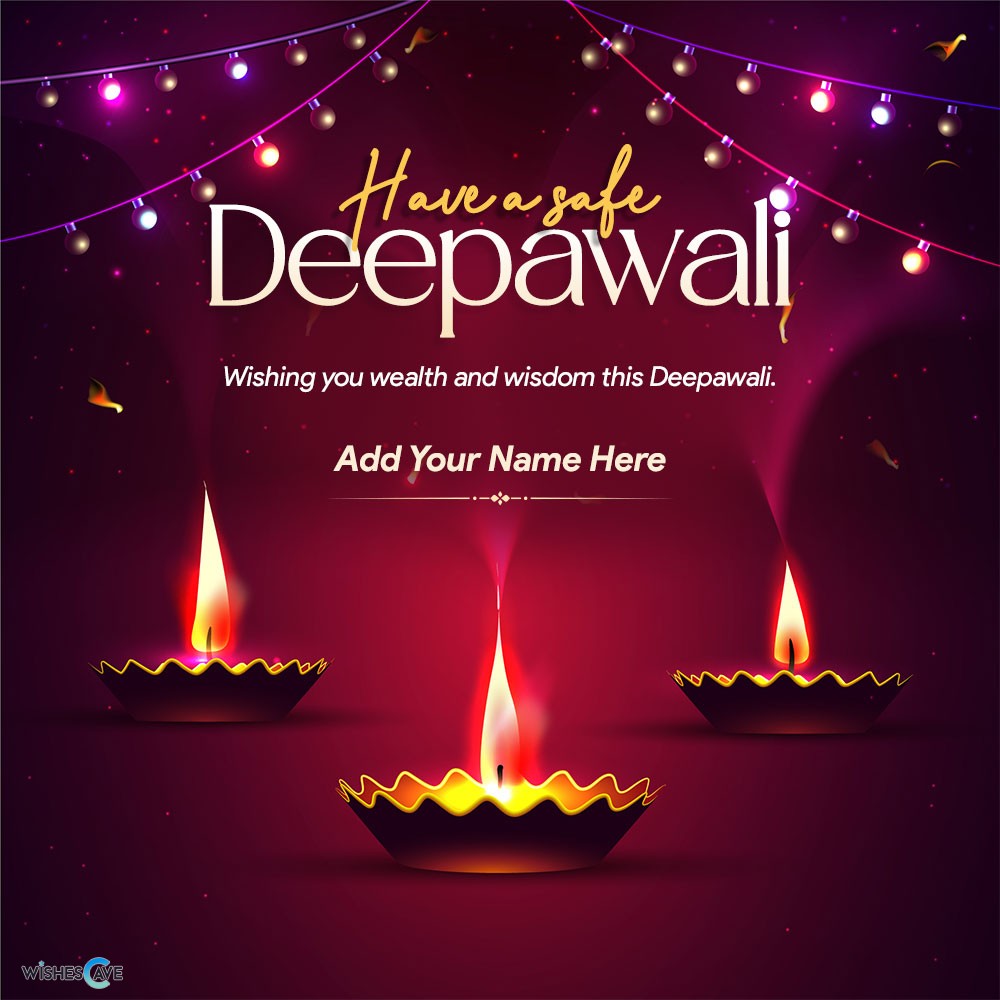 Have A Safe Diwali Quotes Image With Name