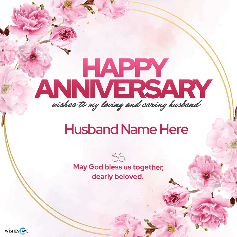 Pinkish floral and romantic happy anniversary card