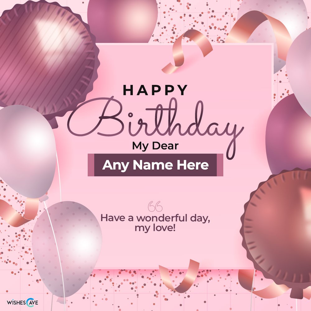 Light pink 3d balloon happy birthday card