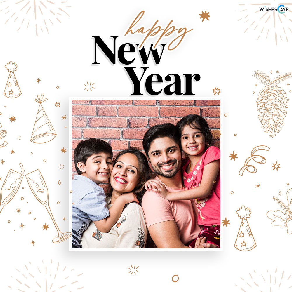 New Year Wishes with a Personalize Family Photo Card