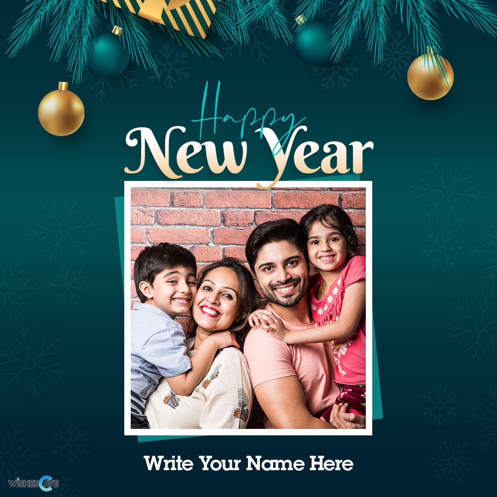 Christmas Ornaments Happy New Year Card With Photo And Name