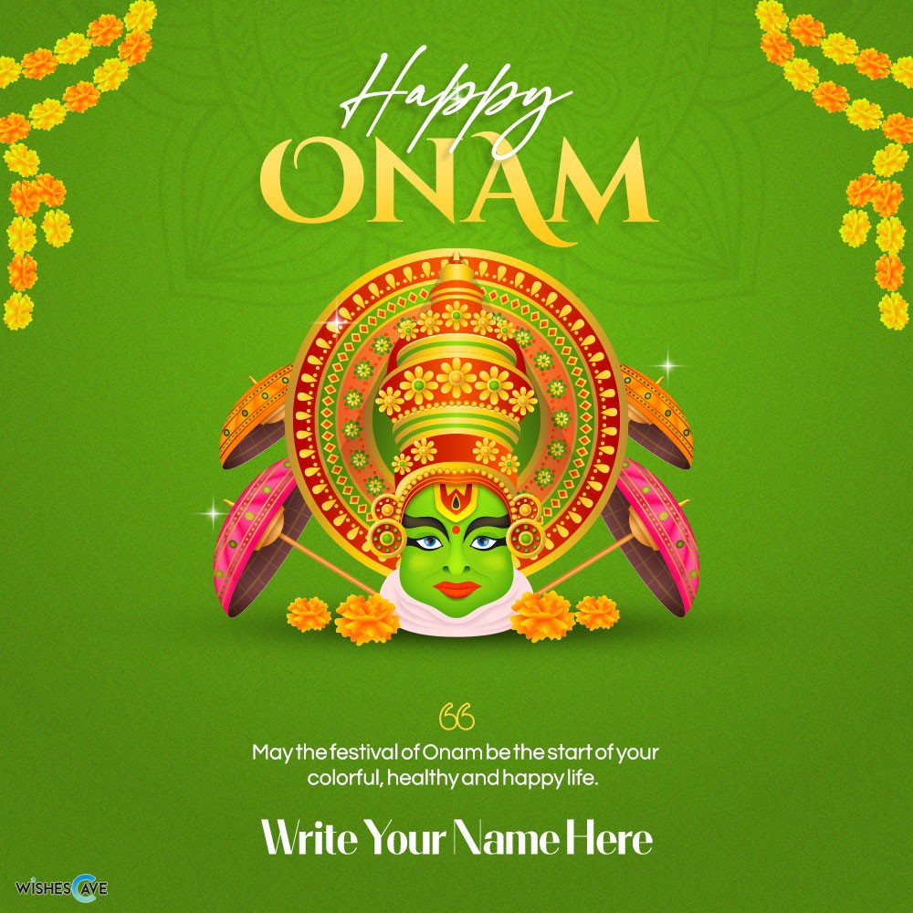 Kathakali Face Mask Image Happy Onam Best and Latest Greetings Card