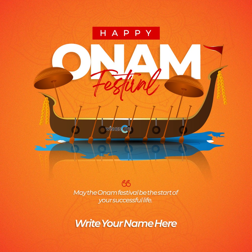 Happy Onam Festival Image For Boat of Vallam Kali Celebration