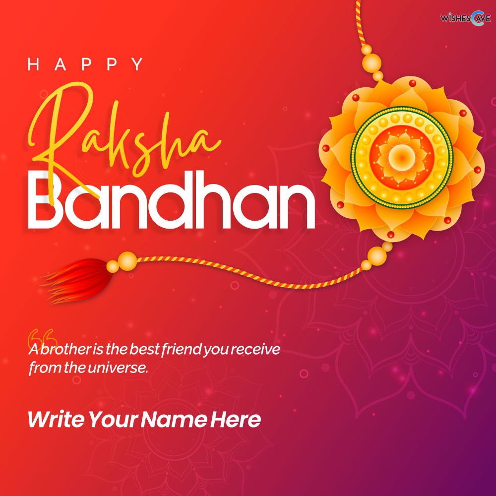 Beautiful Golden Rakhi with Pearl Tread Happy Raksha Bandhan Card