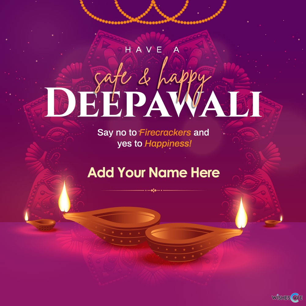 Free Safe and Happy Diwali Image With Clay Diwali Diya