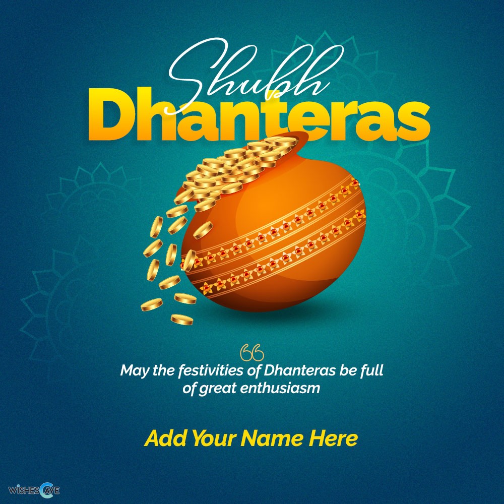 Unique Shubh Dhanteras Card with Best Greetings to Share on social media