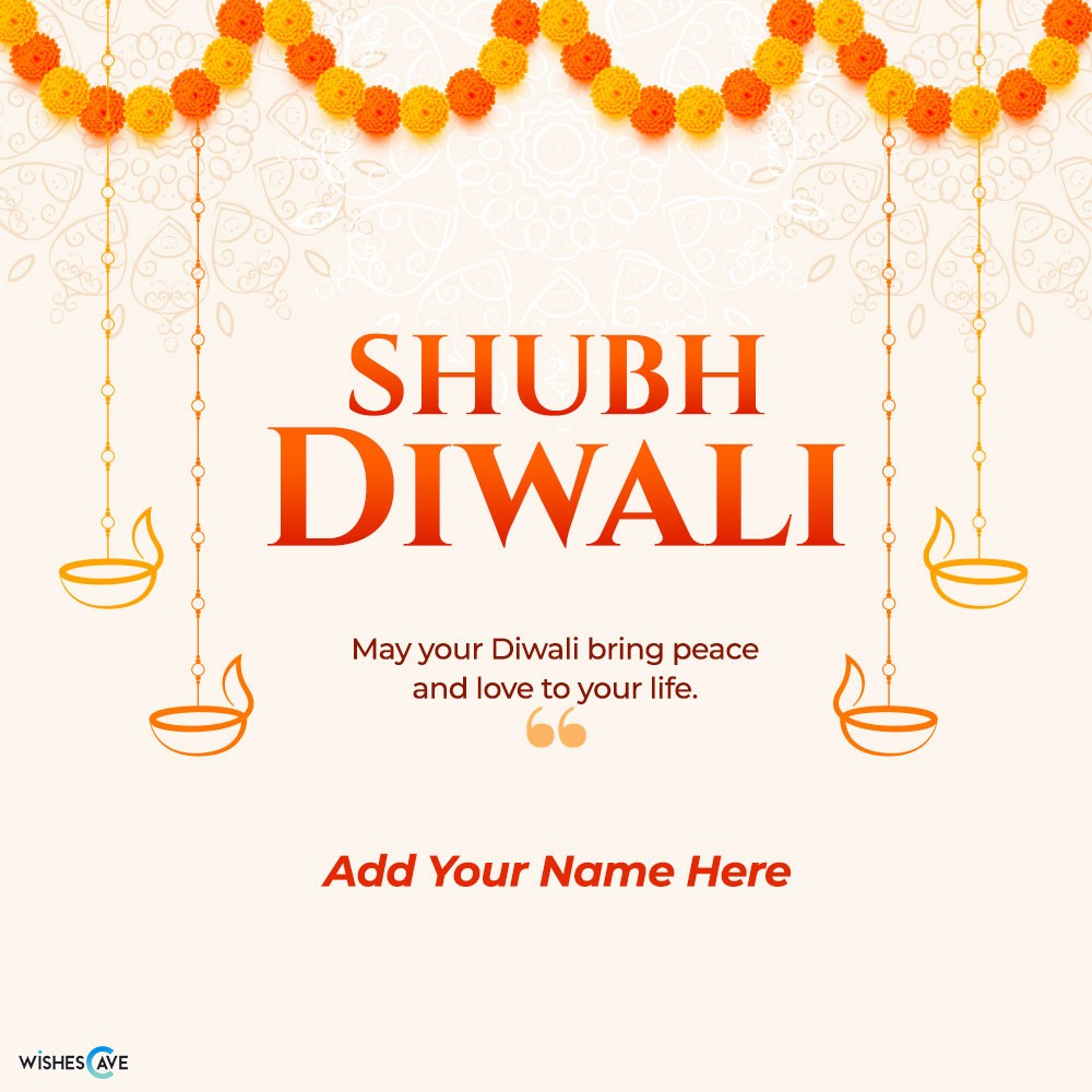 Merrygold Flower Garland and Hanging Diya Image Shubh Diwali Wishes