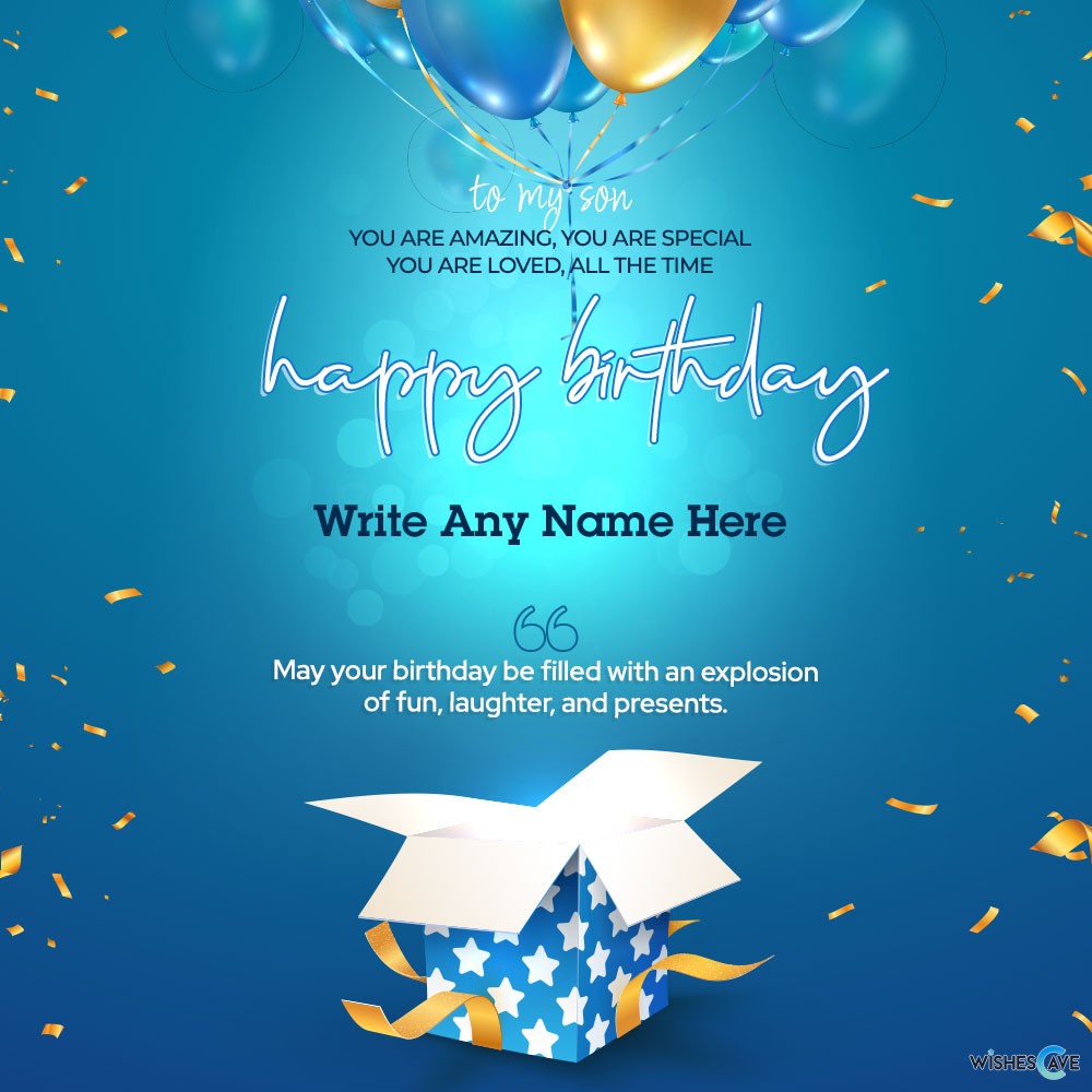 Special dreamy blue happy birthday card