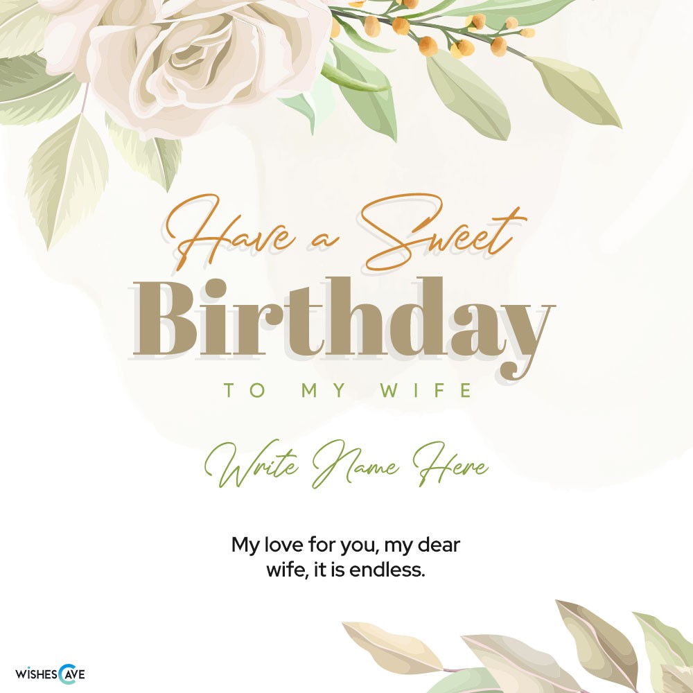 Painted floral design happy birthday card for wife