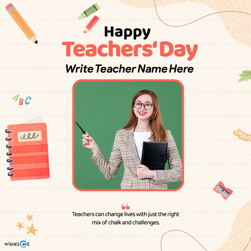 Photo and Name Edit Option in Teacher's Day Wishes Card