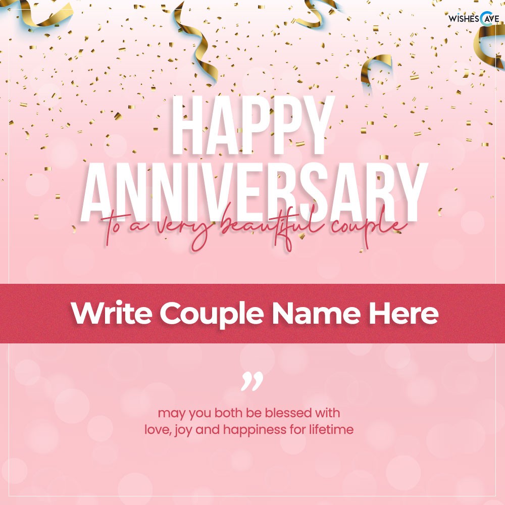 Sprinkle confetti pink background happy anniversary card