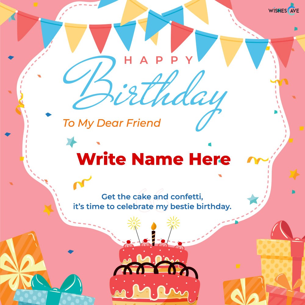 Vector cake and gift box happy birthday card