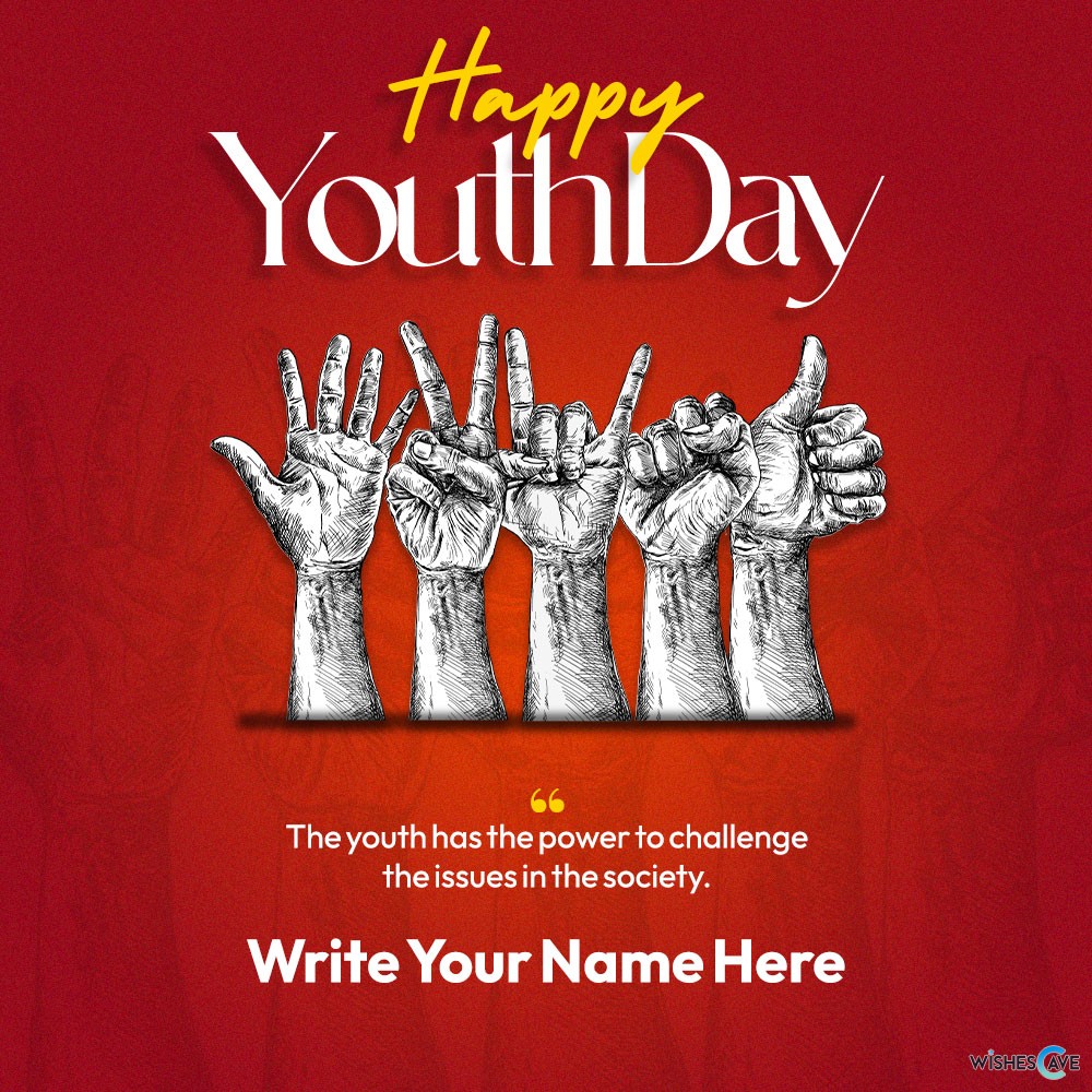 Happy Youth Day 2022 Greeting Card with motivational quote